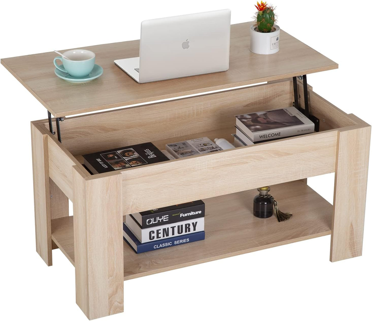 FDW Lift Top Coffee Table with Hidden Compartment and Storage