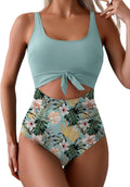 Eomenie Women One Piece Swimsuit Tummy Control Cutout Tie Knot