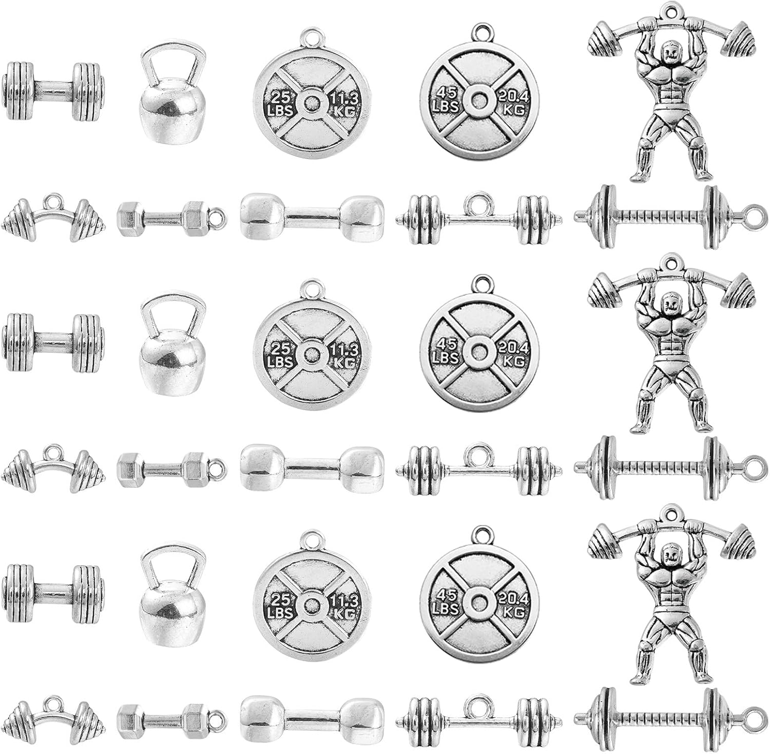 50 Gym Dumbbell Charms for Crafting
