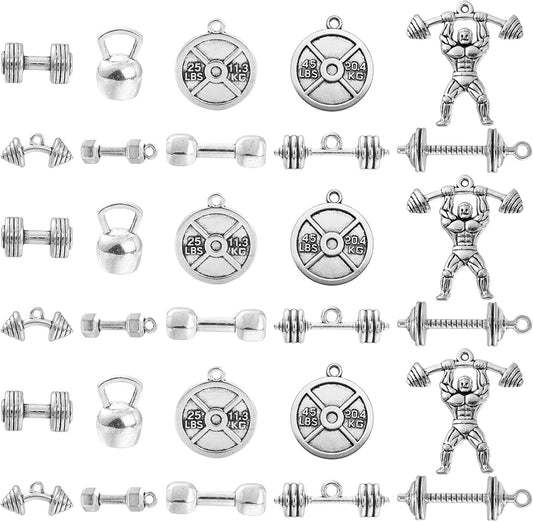 50 Gym Dumbbell Charms for Crafting