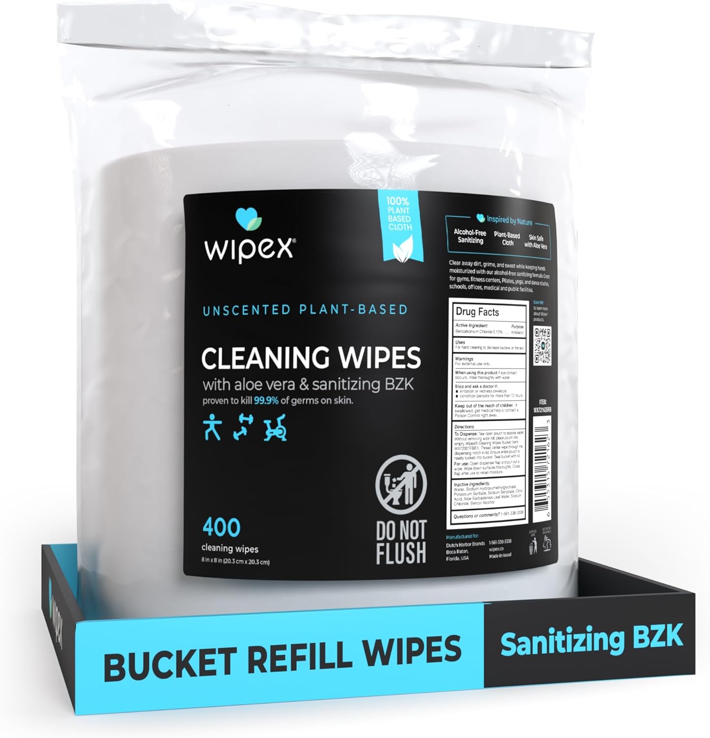 Wipex Fitness Sanitizing Wipes for Dispensers, 400 Count Refill