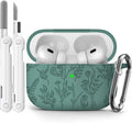 Engraved Flower AirPods Pro Case + Clean Kit - Pine Green