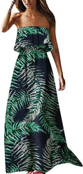 Women's Off The Shoulder Maxi Dress Blue White Porcelain - Flowy Boho