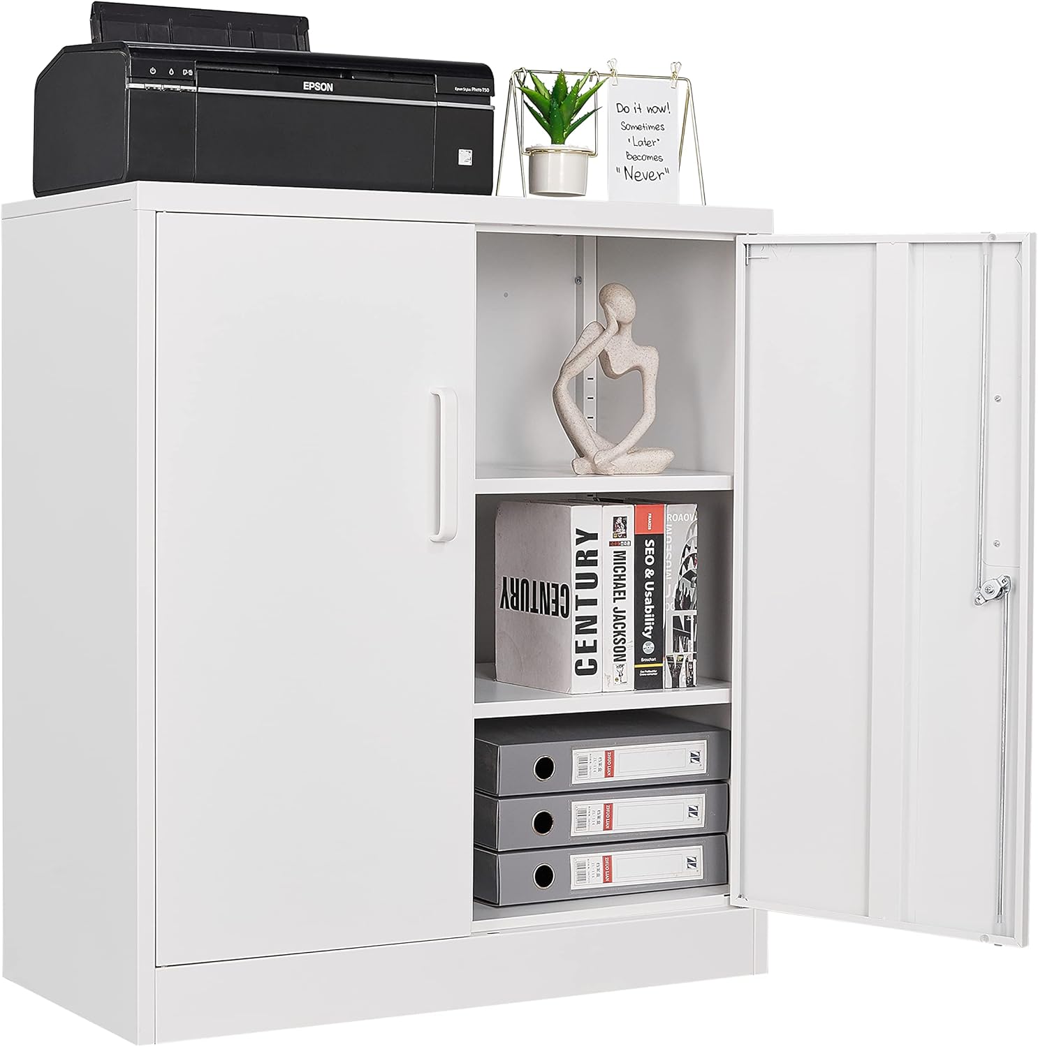 Yizosh Metal Garage Storage Cabinet with Adjustable Shelves