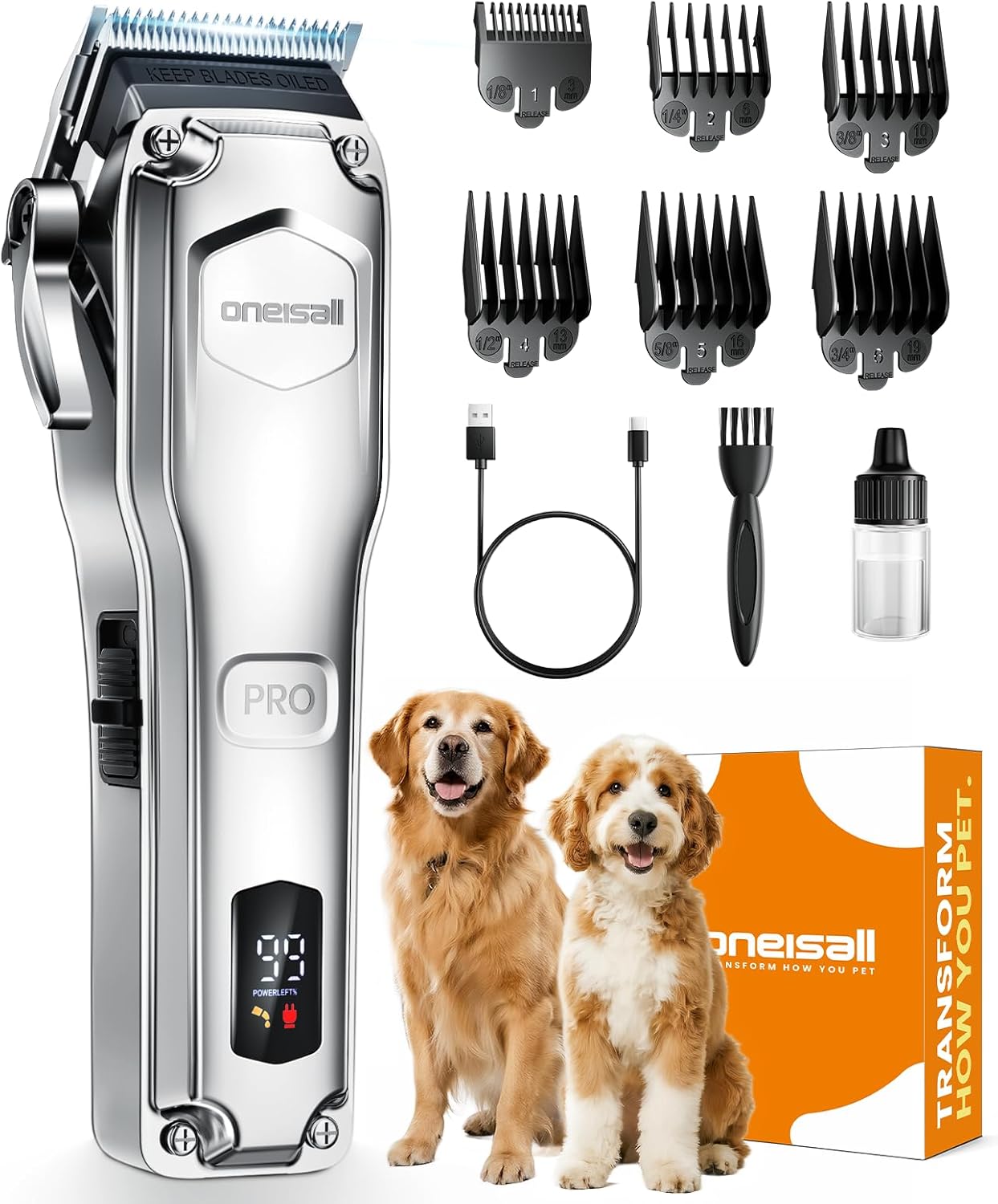 oneisall Dog Clippers for Grooming Thick Hair with Low Noise