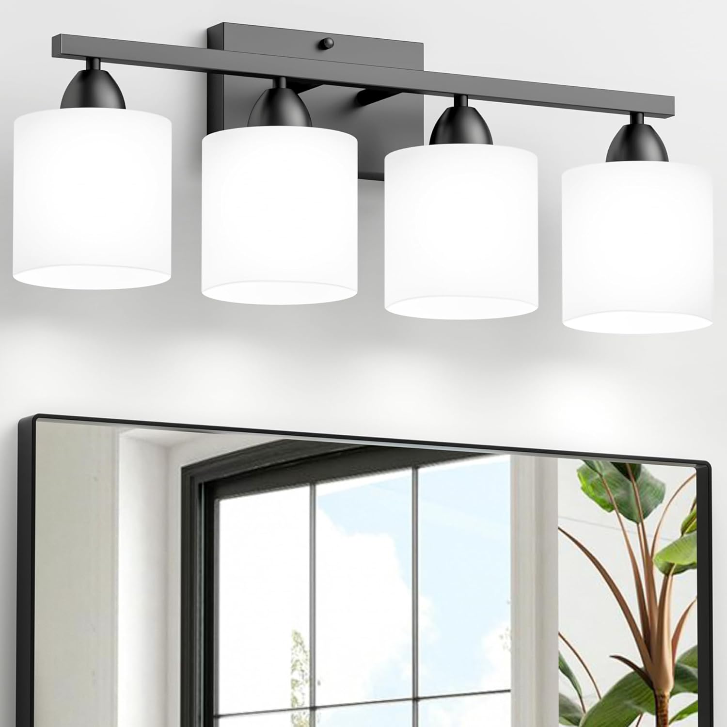 Black Bathroom Lighting Fixtures Over Mirror for Modern Spaces