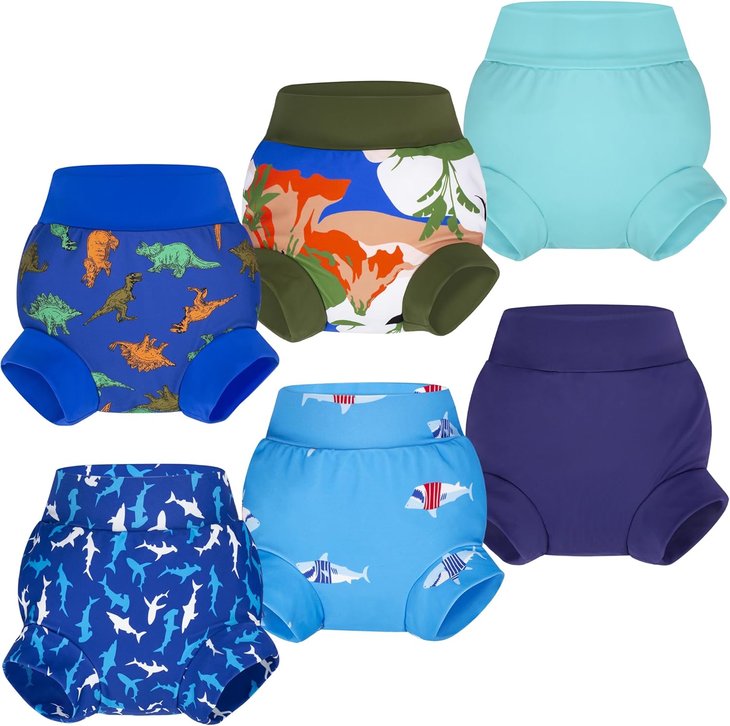 Big Elephant 6Pcs Waterproof Reusable Swim Diapers for Boys