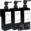 Wall-Mounted 3-Chamber Shampoo Dispenser, 16 Labels, No Drill, 17oz, Black