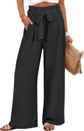 Womens Wide Leg Palazzo Pants High Waisted with Belt - Flowing Comfort