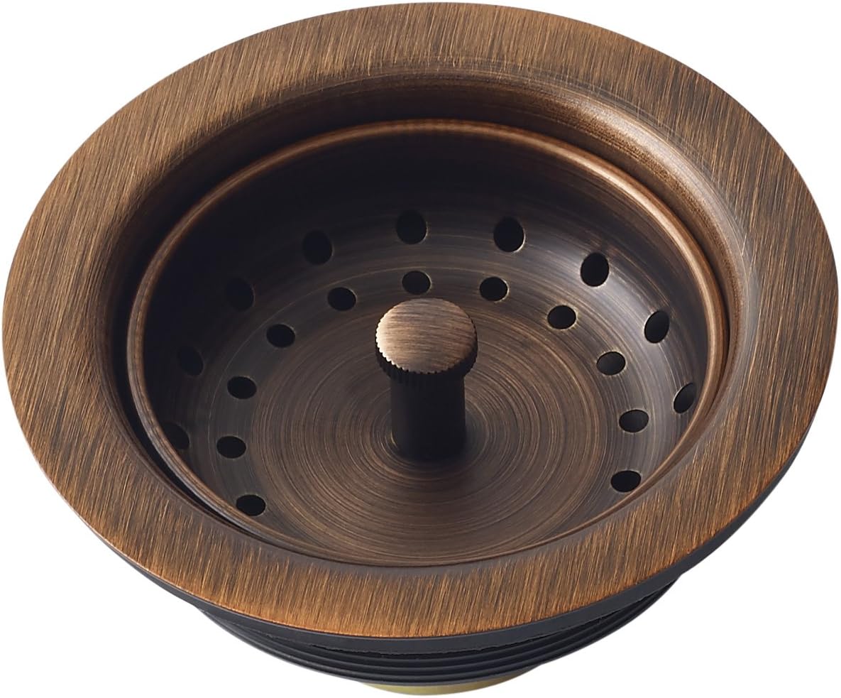 Sinkology Kitchen Sink Basket Strainer Drain in Antique Copper