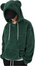 Men's Bear Ear Hoodies Drawstring Fleece Pullover - Cozy Casual