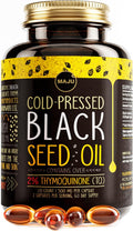 Black Seed Oil Capsules 120ct - Strong Cold Pressed 2% Thymoquinone