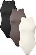 TOB Women's 3 Piece Bodysuits for Sexy Ribbed Shapewear