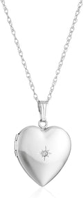 14k Yellow Gold Heart Locket Necklace with Diamond Detail