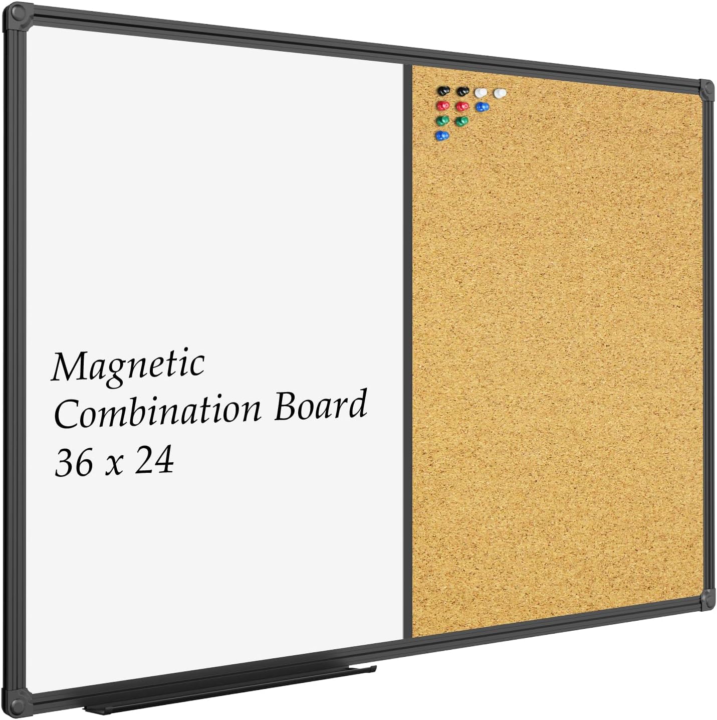 Magnetic White Board & Corkboard Combo for Office and Home