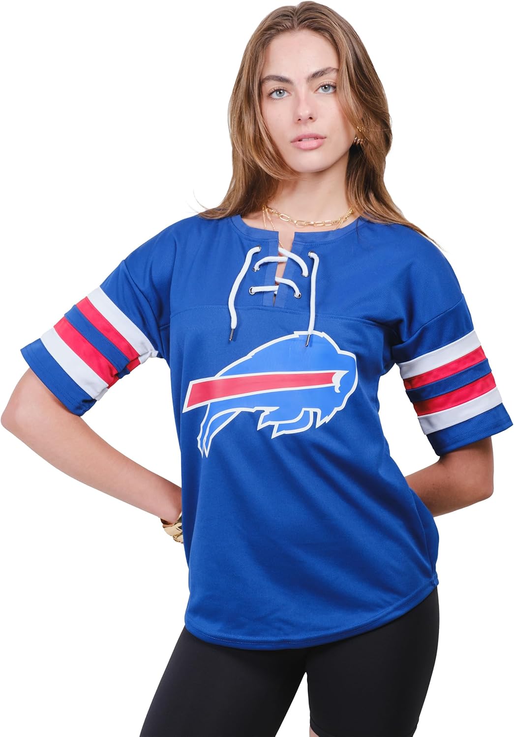 Ultra Game Women's NFL Official Lace Up Tee Shirt for Fans