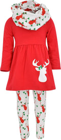 Unique Baby Girls 3pc Outfit Set with Reindeer and Scarf