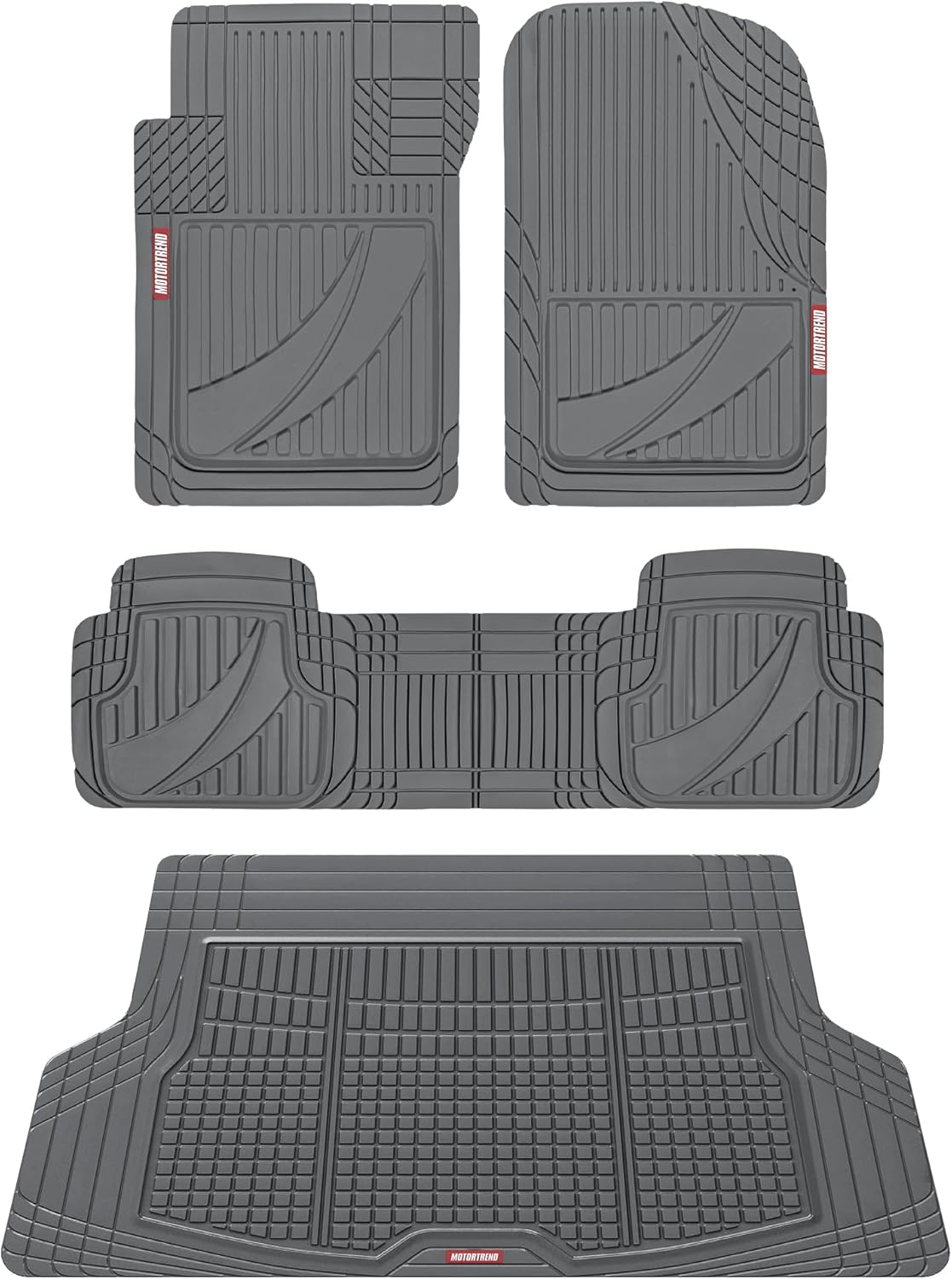 Motor Trend FlexTough Advanced Gray Rubber Car Floor Mats Set