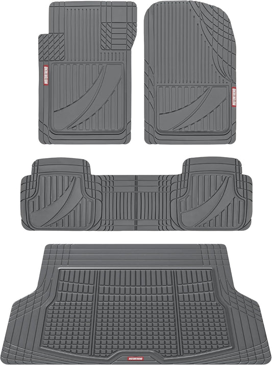 Motor Trend FlexTough Advanced Gray Rubber Car Floor Mats Set