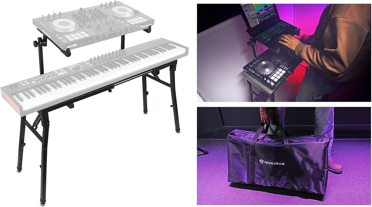 Rockville 2-Tier Keyboard Stand: Adjustable & Portable