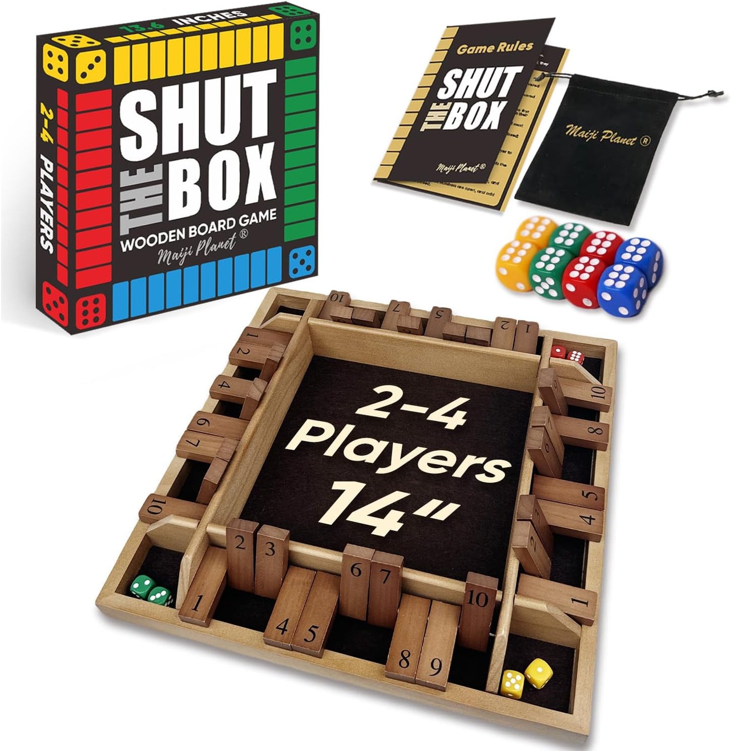 14 Deluxe Shut The Box Game for Family Fun and Learning