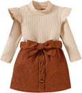 Toddler Baby Girl Fall Winter Clothes Ruffle Shirt Mini Skirt