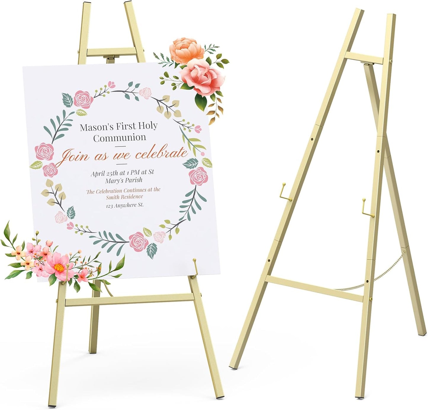 46.7 Gold Metal Easel Stand for Weddings and Events Display