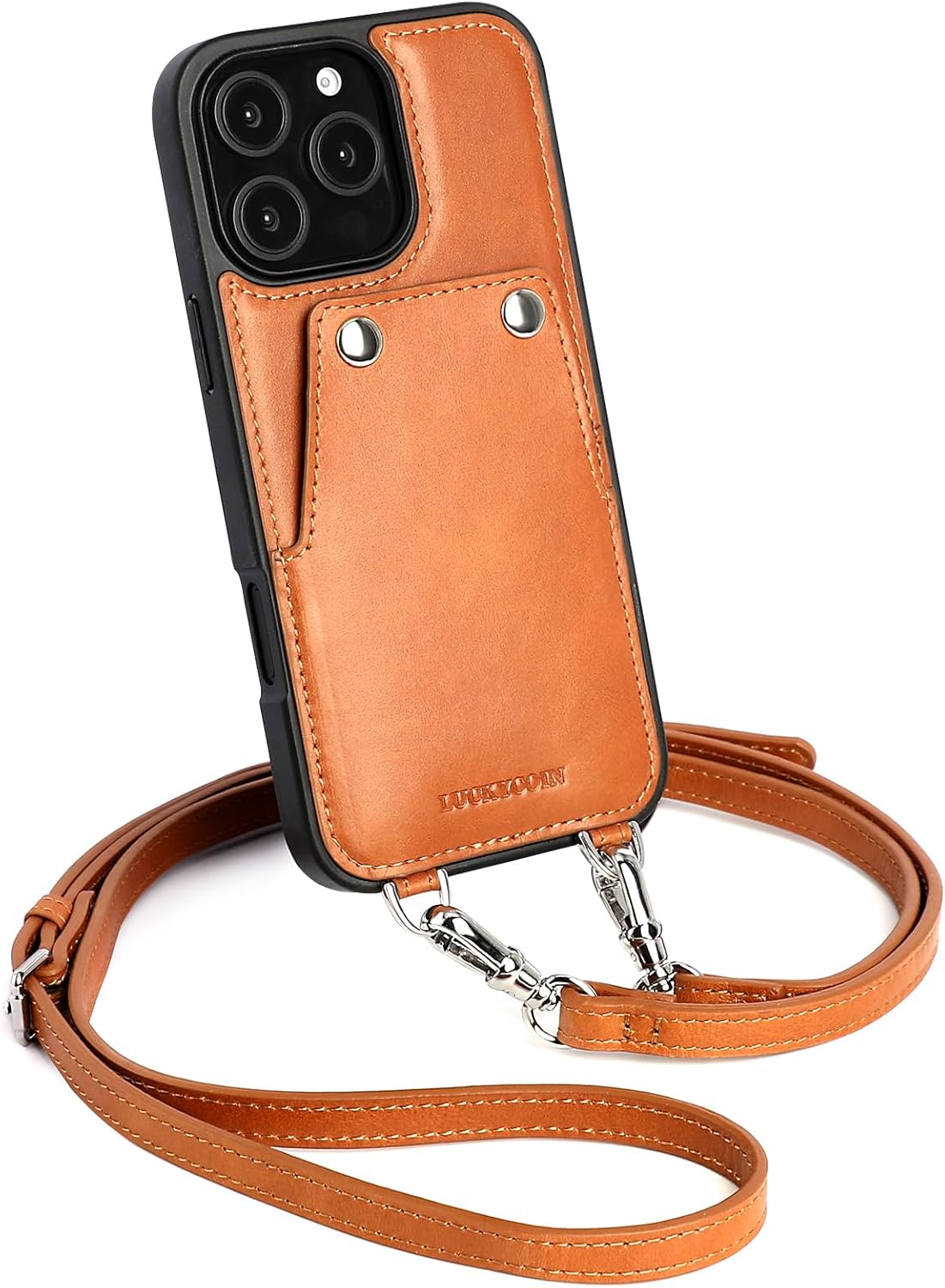 Leather Wallet Phone Case for iPhone 16 Pro Max with Lanyard