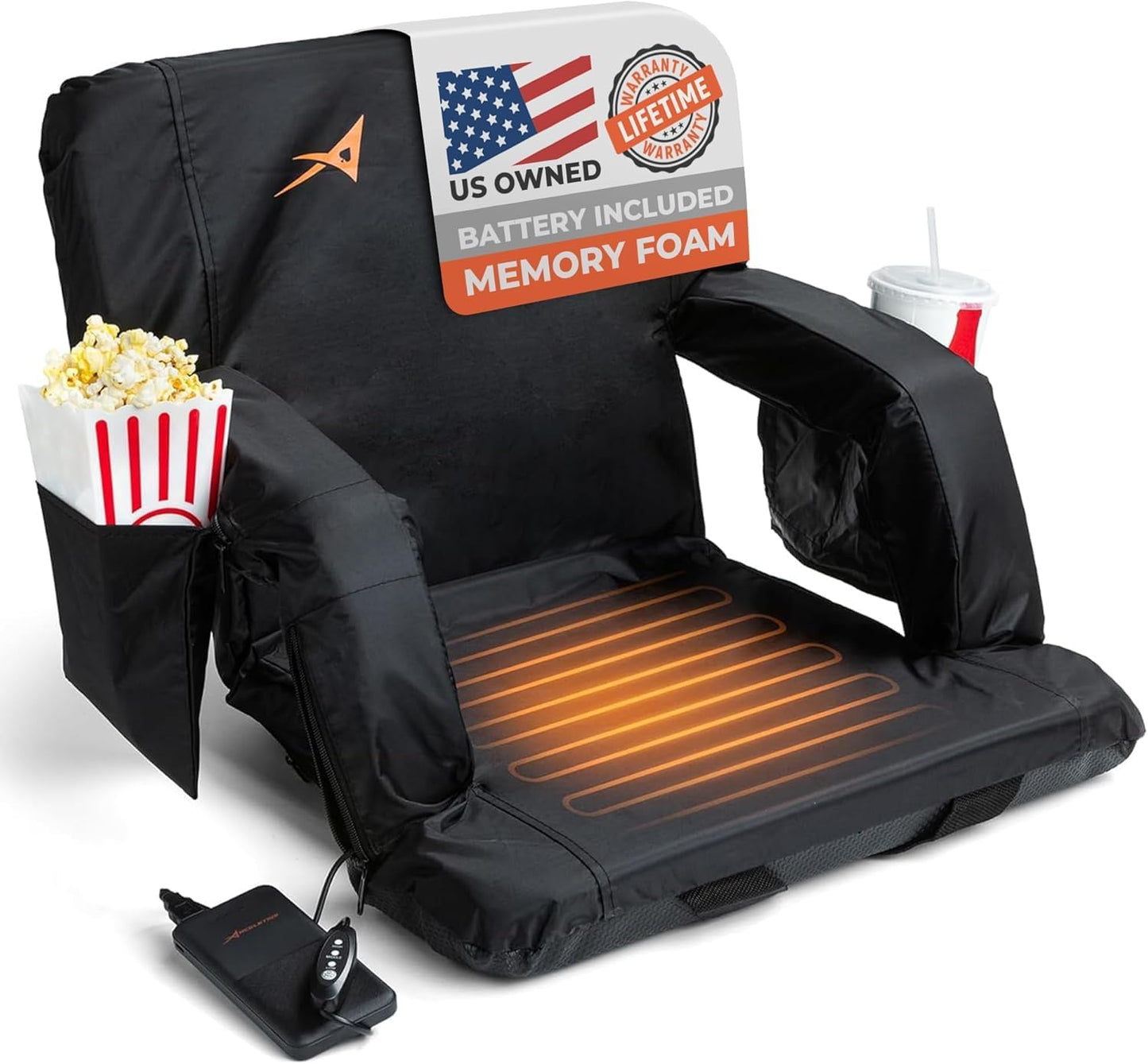Heated Stadium Seats with Back Support and Memory Foam Comfort