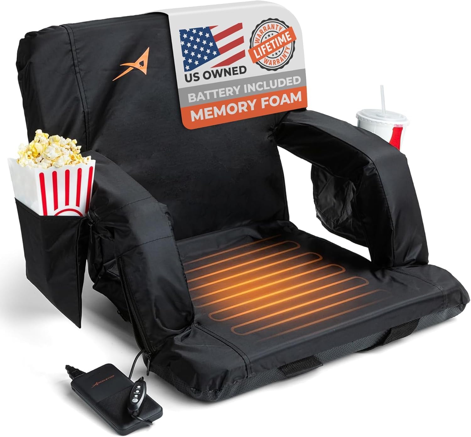 Heated Stadium Seats with Back Support and Memory Foam Comfort