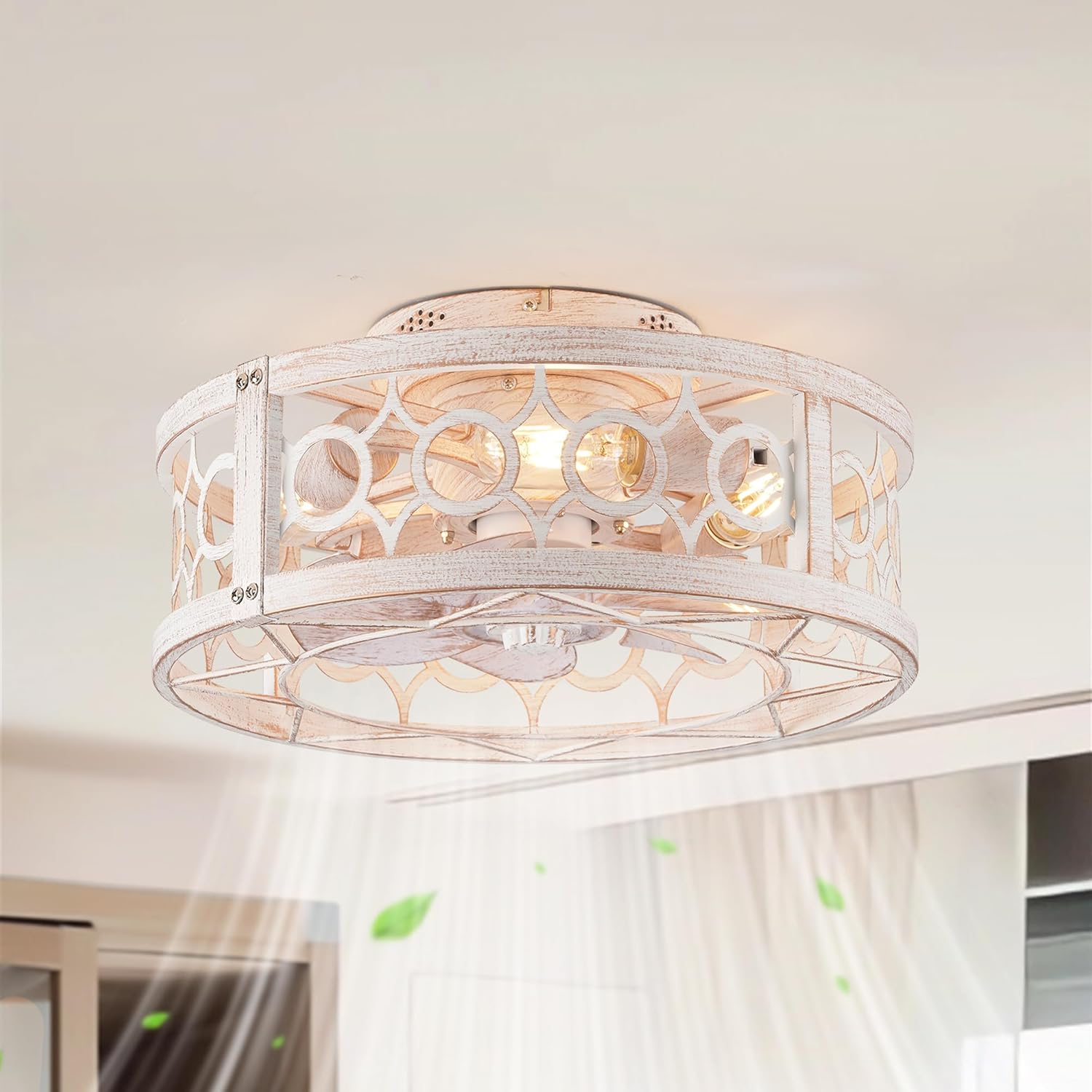 LEDIARY Caged Ceiling Fan with Light for Modern Spaces