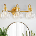 3-Light Vanity Light Brushed Brass Wall Sconce - Farmhouse Globe
