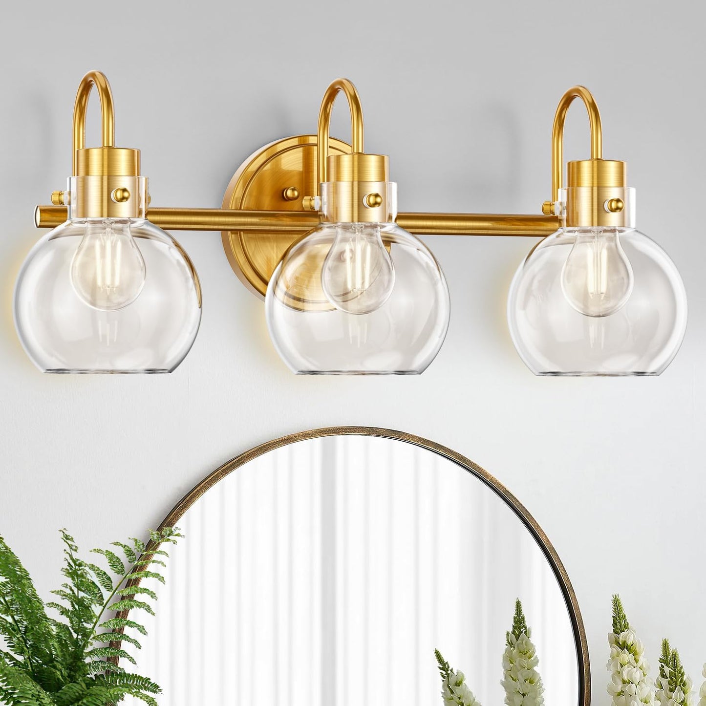 3-Light Vanity Light with Globe Glass Shade for Modern Homes