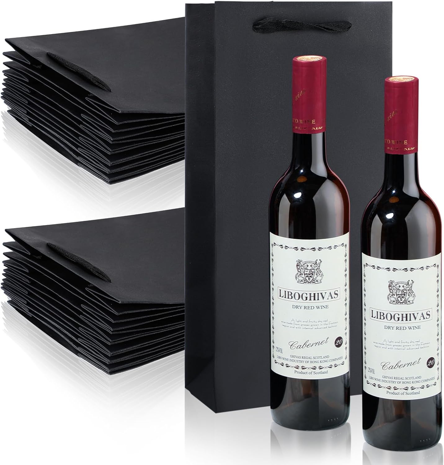 Yeaqee 50 Pack Wine Bags for Double Bottles Gifts 6.6in