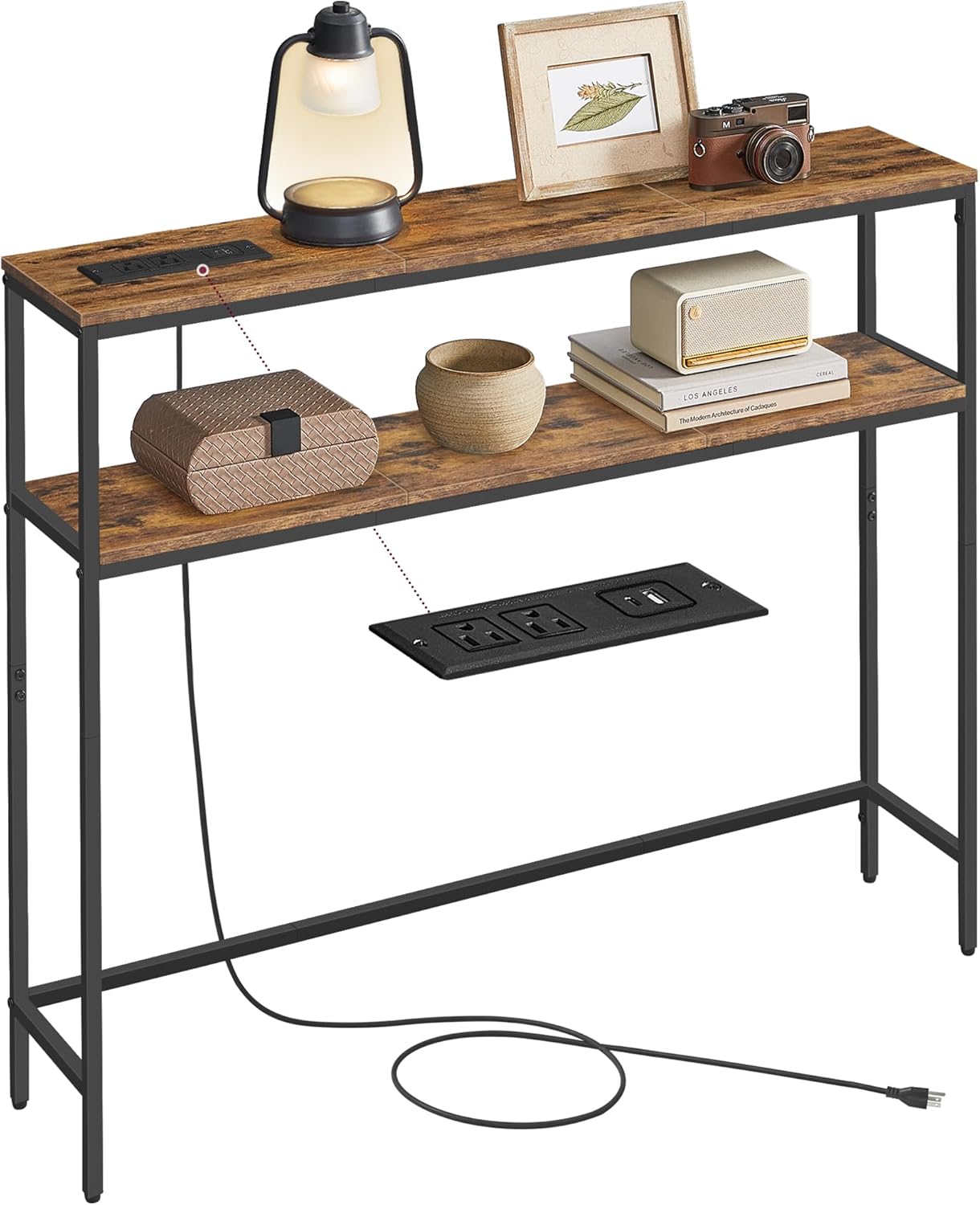 VASAGLE Console Table with Power Outlet for Living Room Use