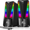 NJSJ Computer Speakers 2.0 USB-Powered Speakers - Compact RGB Desktop