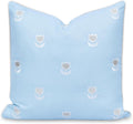 Coastal Baby Blue Embroidered Tulips Pillow Cover 20x20 - Weather