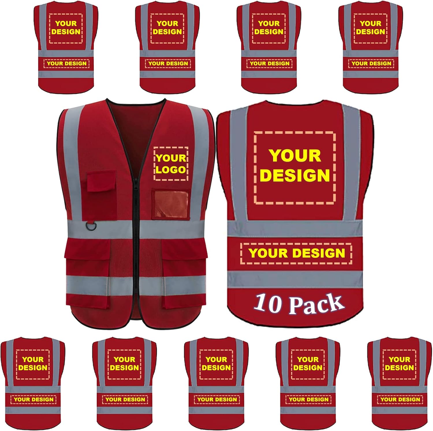 Custom Logo Safety Vest Class 2 High Visibility Reflective Gear