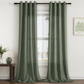 Olive Green 96 in Linen Curtains for Sliding Door - Light Filtering