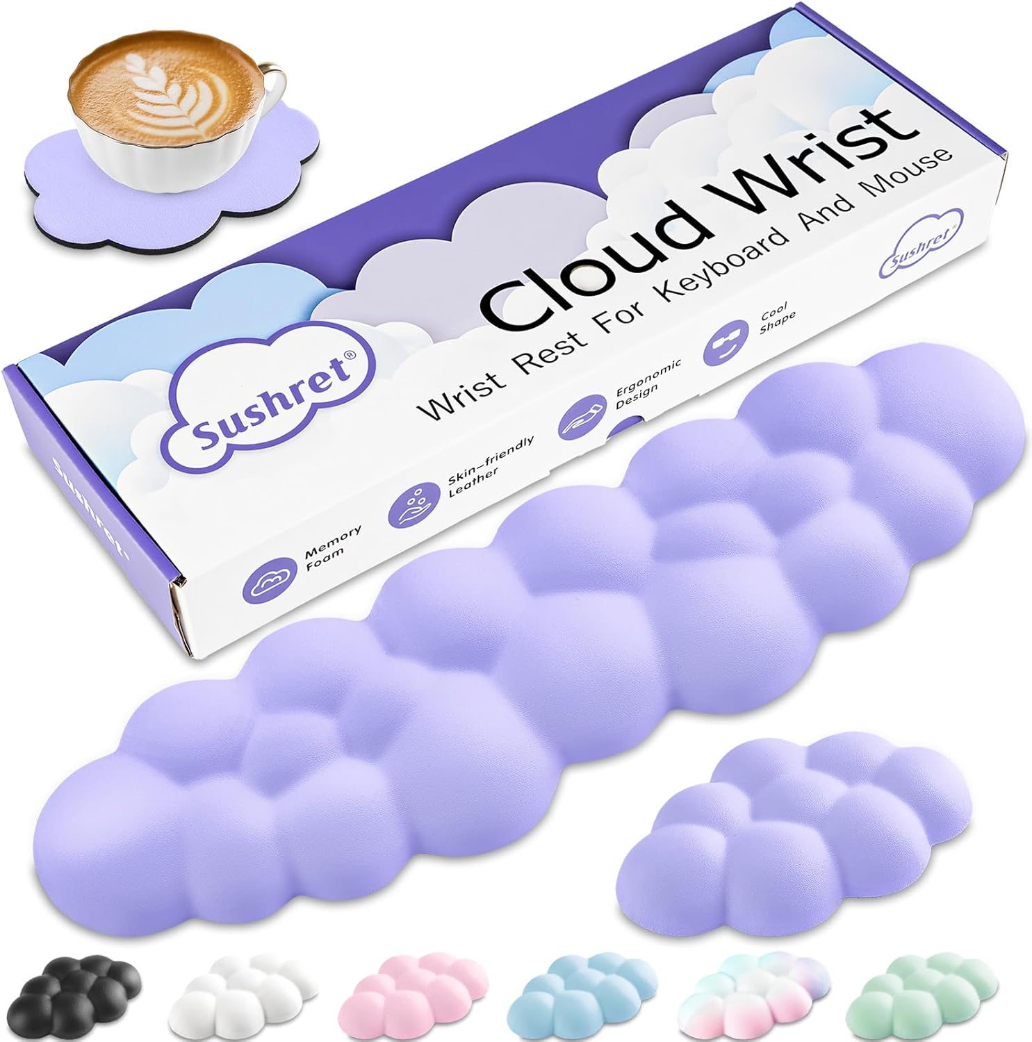 Purple Cloud Wrist & Palm Rest Duo for Ultimate Comfort