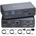 4K120Hz USB C KVM Switch Dual Monitor Docking Station - 2 Computers