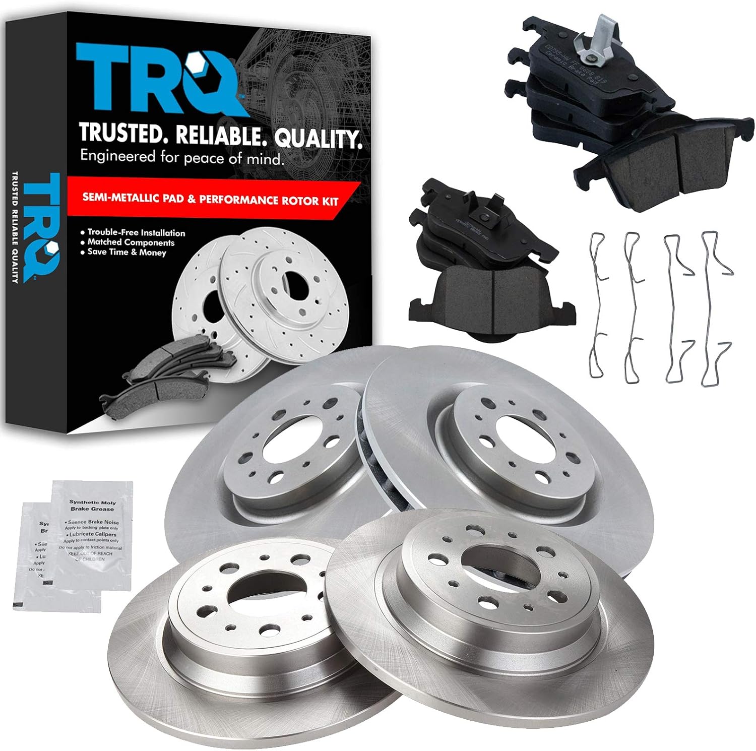 TRQ Front and Rear Brake Pad & Rotor Kit for Volvo V70 2004-2006