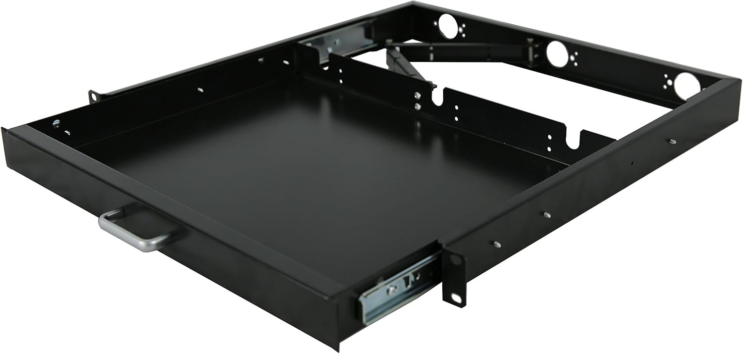 1U Rack Mount Sliding Keyboard Tray for Server Data Network