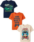 Boys Gamer Sports Short Sleeve Graphic T-Shirts 3-Pack - Comfortable