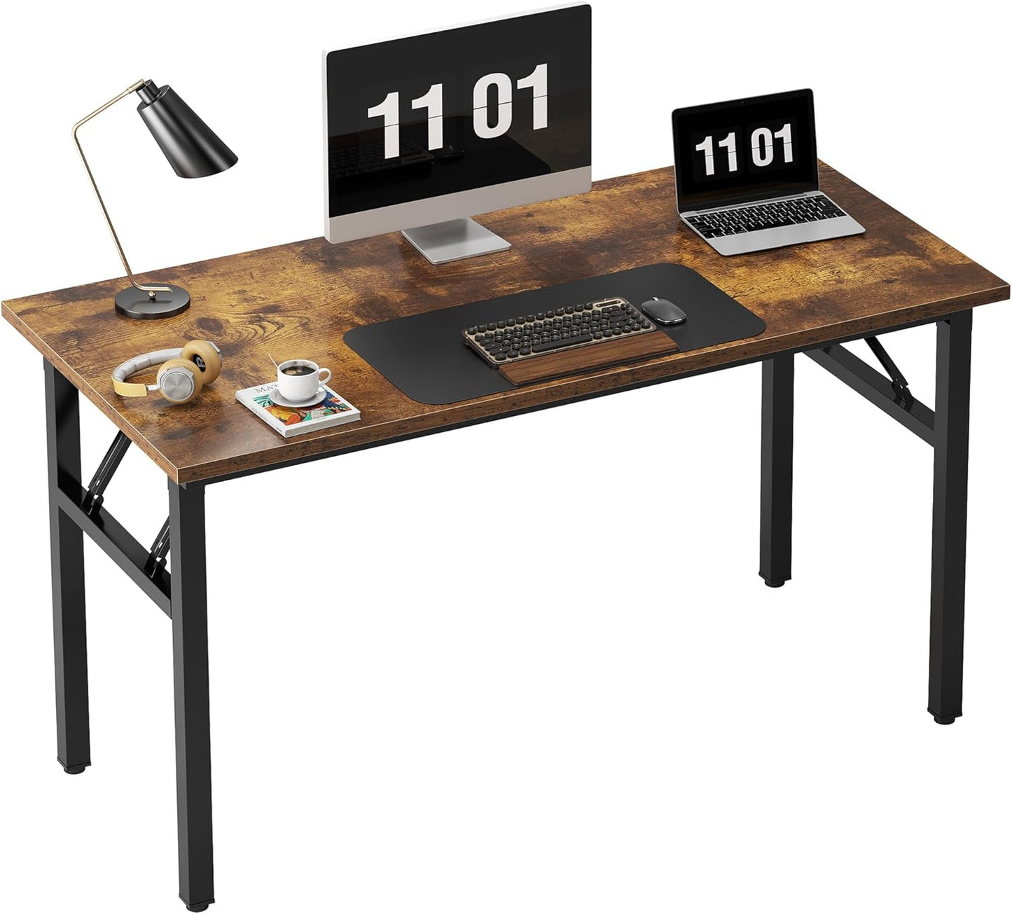 Foldable 47 Rustic Brown Desk - BIFMA Certified