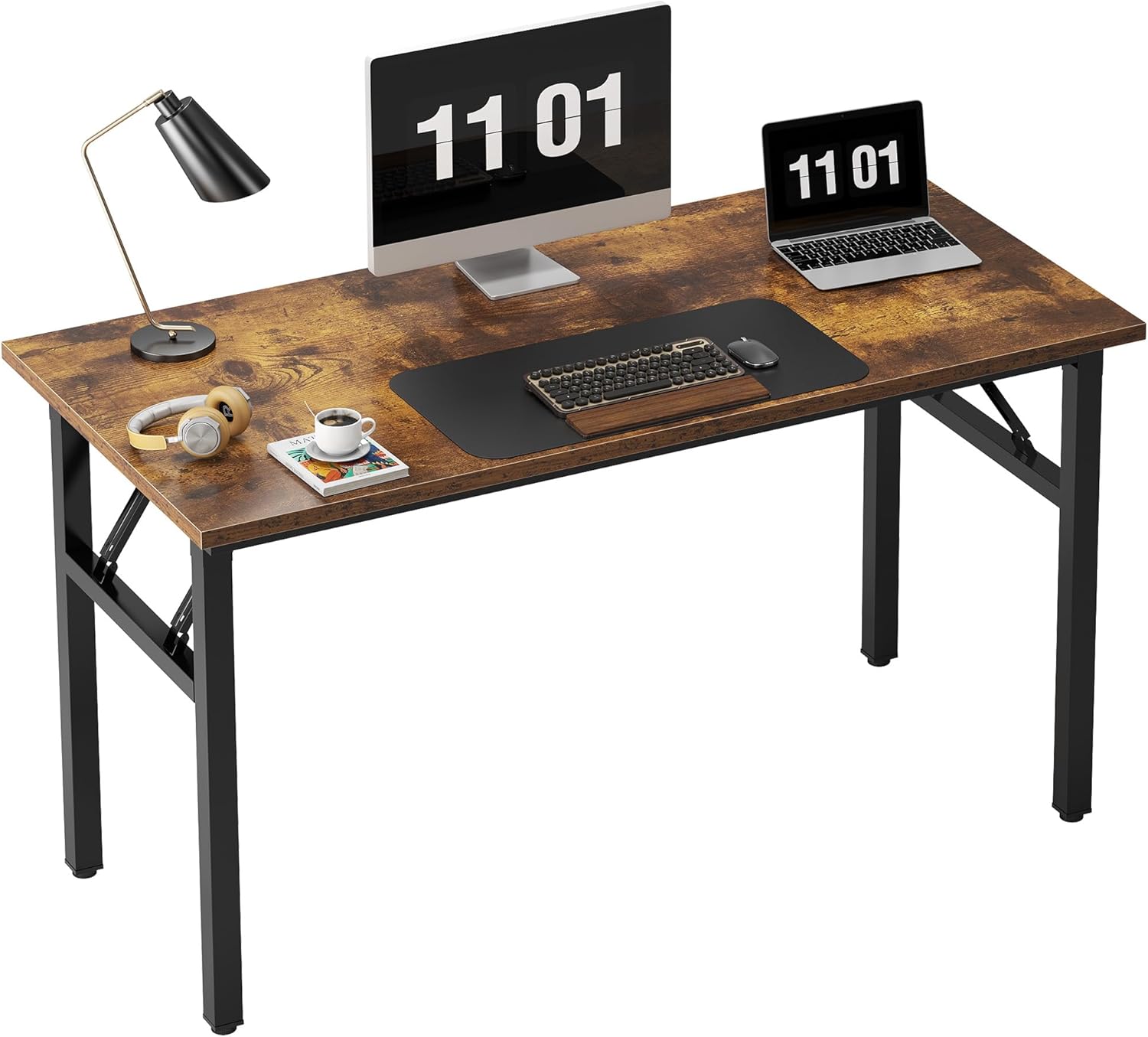 Foldable 47 Rustic Brown Desk - BIFMA Certified
