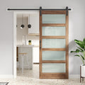 FREDBECK 36 x 84 in Glass Barn Door with Hardware Kit - Frosted