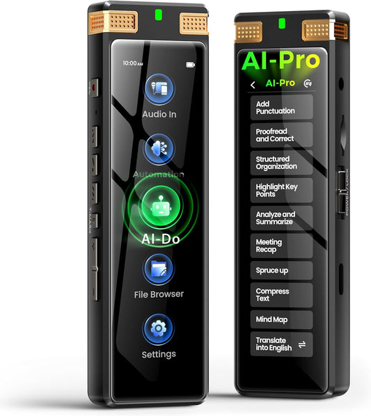 136GB AI Voice Recorder with Offline Transcribe and Playback