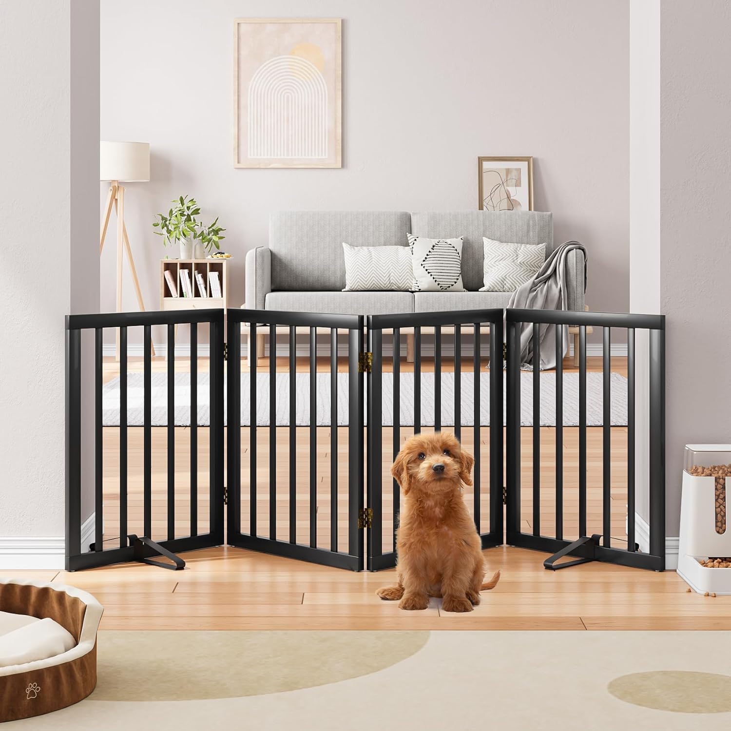 Semiocthome Bamboo Dog Gate - Stylish Freestanding Pet Barrier