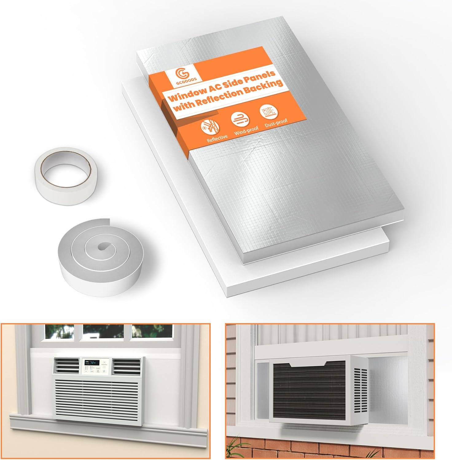 Insulated Foam Panels for Window AC - Reflect Light & Heat